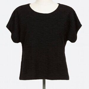 Elegant Black V-Neck Blouse  Classic Minimalist Top  Size M